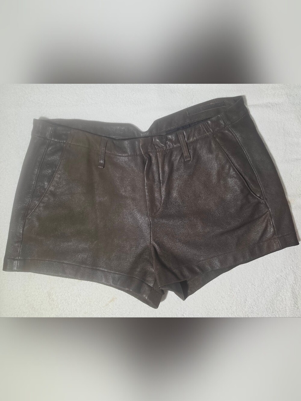rag & bone Chocolate Brown Leather Jean Shorts